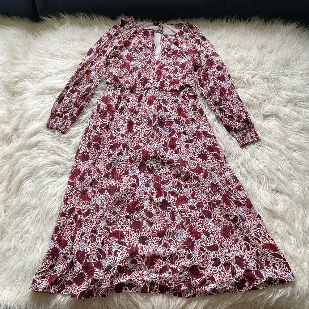 Ann Taylor Shimmer Floral Midi Flare Dress - Picture 2 of 5
